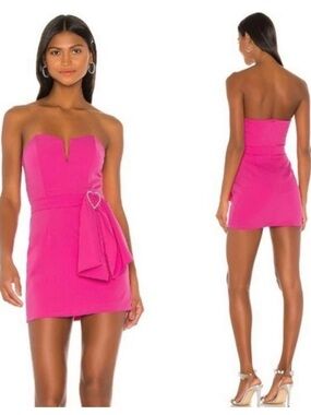 Superdown Pink Jade Strapless Heart Mini Dress